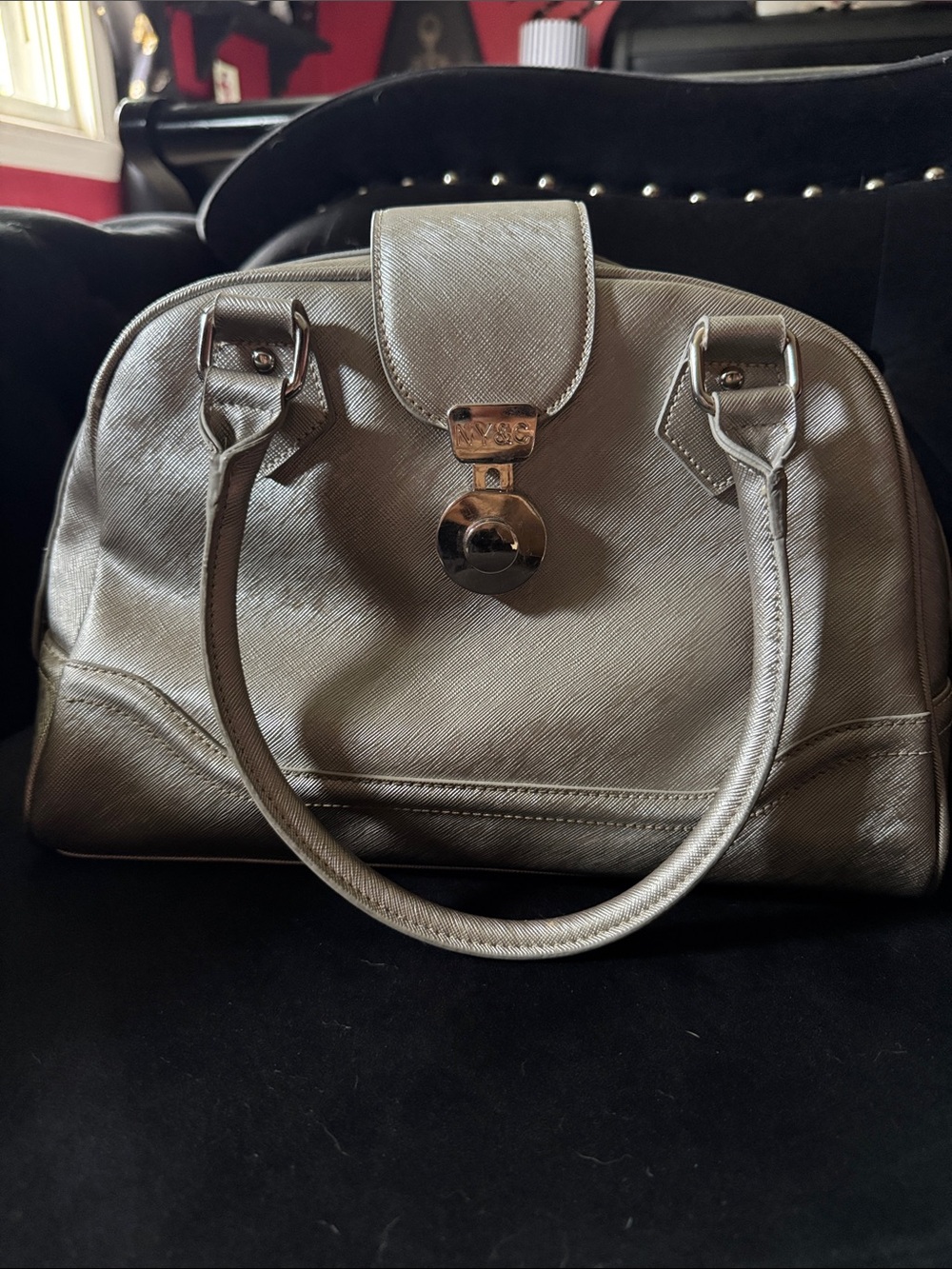 NY & Company Elegant Metallic Silver Dome Satchel - Women Bags